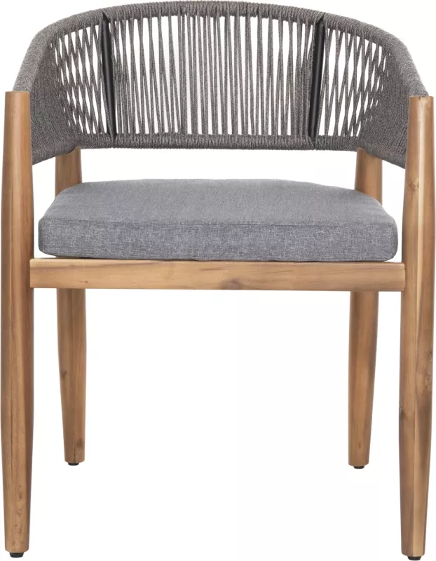 Karrige për tavolinë terase NAVAN FH6135.01 dru akacie natyrale-litar najloni gri 59x58x76Hcm., set prej 4 copë