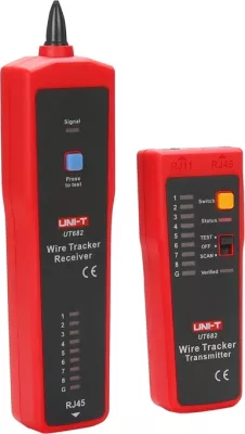 Lokalizues kabllosh, UNI-T, UT682, për LAN/telefon/coaksial, gjurmim deri 3000 m, set