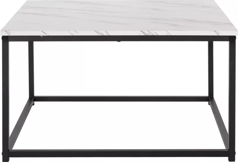Tavolinë kafeje BRAYLEN FH8942.12 katrore melamine me pamje mermeri të bardhë - bazë e zezë 75x75x43H cm