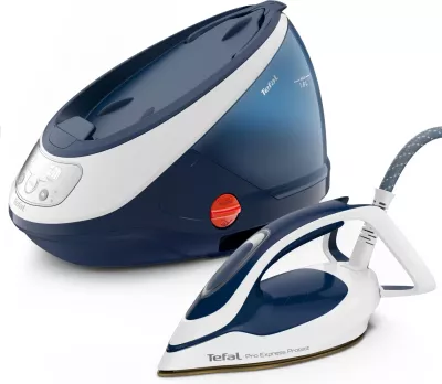 Hekur me stacion avulli, Tefal, GV9221E0, 2600 W 7.6 bar 140 g/min goditje avulli 550 g/min shtesë, bardhë-blu