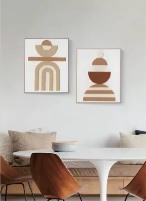 Pikturë dekorative Boho Balance, kanavacë, dru natyral, terrakotë/bezhë, 80x100x5cm