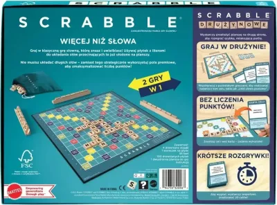 Lojë tavoline Scrabble Mattel JGR65 2në1, 2-4 lojtarë, 8+