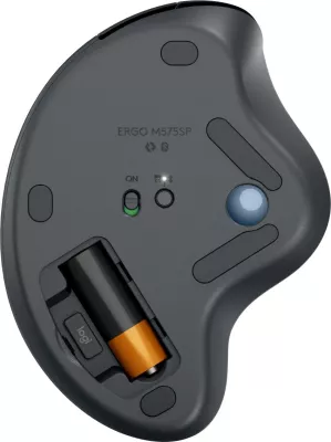 Maus Logitech ERGO M575S, Wireless Trackball, Graphite + Blue Ball