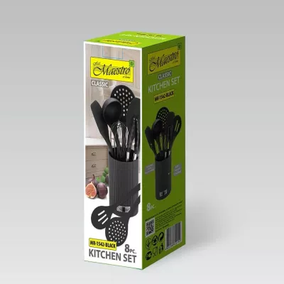 Set veglash kuzhine Maestro MR-1542-BLACK, 8 pjesë, Silikon, Zi