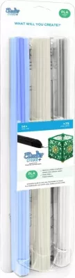 Filament PLA 3Doodler PL-CLEAR-75 3mm, 75 copë, set 3 ngjyra (blu transparent/transparent/e bardhë)