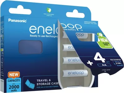 Bateri të rikarikueshme Panasonic Eneloop AA 2000 mAh, 4 copë me kuti, Bardhë