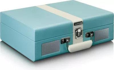 Gramafon Lenco TT-110, Bluetooth, 2 altoparlantë, ngjyrë blu/bardhë