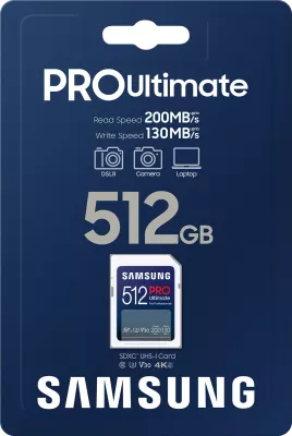 Kartelë SDXC Samsung MB-SY512S 512GB PRO Ultimate, UHS-I, Class 3, e bardhë