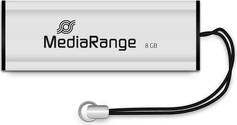 USB stick MediaRange MR914 8GB, USB 3.2, slide, zi/argjendtë