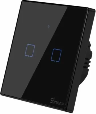 Switch muri smart SONOFF T3EU2C-TX, Wi‑Fi, 2-kanal (Dual), EU 86x86mm, i zi
