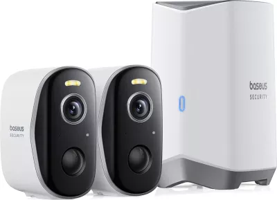 Set kamerash sigurie Baseus Security N1 Plus Dual 2K, 2 kamera, 16GB memorie, IP67, Bardhë
