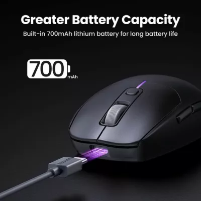 Maus UGREEN 90539, 5000 DPI, 2.4G + Bluetooth 5.0 + USB, bateri 700mAh, zi