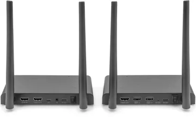 Set HDMI KVM pa tela Digitus 4K, 150 m, 3840 x 2160 piksel, AV transmetues dhe pranues, 150 m, me kabllo dhe pa kabllo, e zezë, HDCP