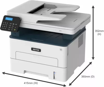 printer multifunksional lazer A4 bardh e zi, XEROX B225DNI, 3-në-1, 34 faqe/min, Wi‑Fi, rrjet, duplex, USB, e bardhë me blu