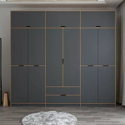 Dollap rrobash Skye Decor Elina, anthracite dhe dore, 277x253x52 cm