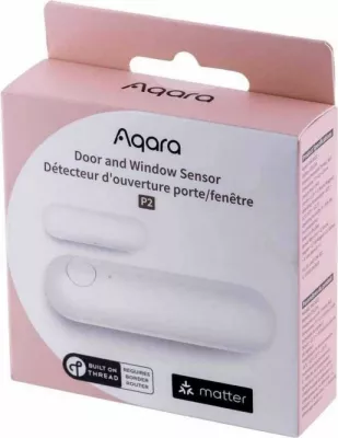 Sensor dere dhe dritareje AQARA P2 DW-S02D, Matter/Thread, bateri CR123A, i bardhë