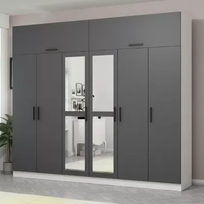 Dollap garderobe Skye Decor, anthracite dhe i bardhë, 270x255x52cm, 11 pjesë