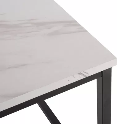 Tavolinë kafeje BRAYLEN FH8942.12 katrore melamine me pamje mermeri të bardhë - bazë e zezë 75x75x43H cm