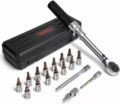 Set veglash për biçikletë VonHaus 3500240, çelës dinamometrik 1/4\" 2–20 Nm, 19 copë, portokalli/gri
