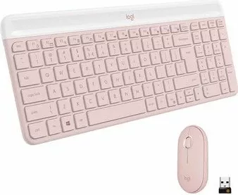 Set tastierë + Maus wireless Logitech Slim Wireless Combo MK470, layout SLO, 2.4 GHz, rozë