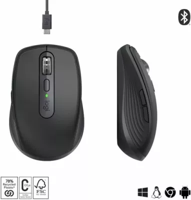 Maus Logitech MX Anywhere 3S 8000 DPI Bluetooth/Logi Bolt, rechargeable USB-C, grafit