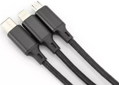 Kabllo karikimi 3-në-1 Digitus, 1 m, USB A, USB C, E zezë