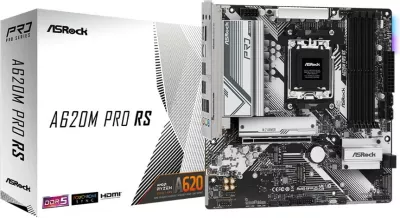 Pllakë amë ASRock A620M Pro RS, AMD, Socket AM5, DDR5-SDRAM, 192 GB, e zezë