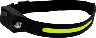 Lampë frontale PROLINE 51041, 300 lm, sensor lëvizjeje, Li-ion 800 mAh, USB-C, e zezë/verdhe