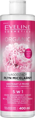 Ujë micelar pastrues Eveline Cosmetics Organic Soothing me pion për femra, 400ml