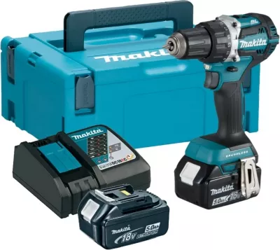 Shpuese/vidhosëse me bateri MAKITA DDF484RTJ, 18V, 5Ah, 2 bateri, Blu