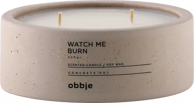 Qiri dekorativ, enë betoni, aromë amber, Watch Me Burn Flat