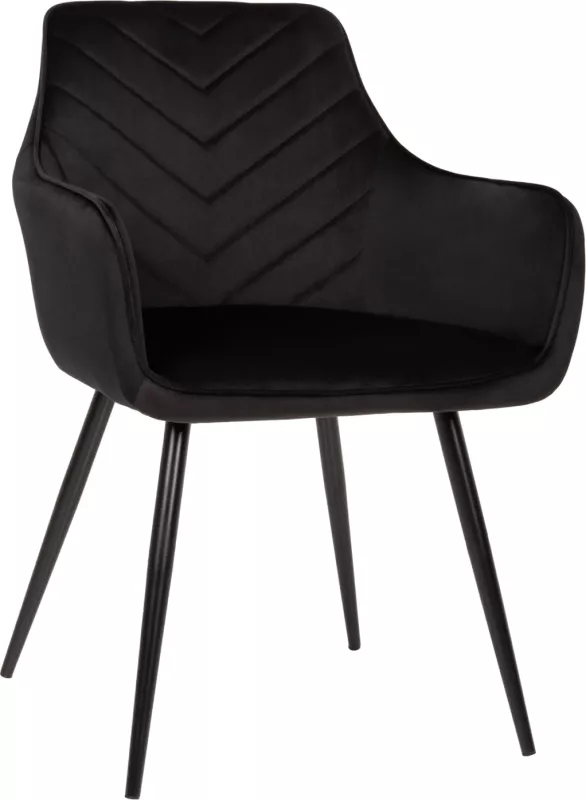 Karrige Latrell, kadife e zezë, këmbë metali të zeza, 55x57x84H cm., set prej 2 copë
