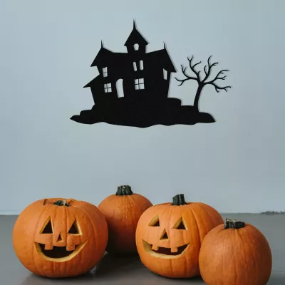 Aksesor dekorativ metalik për mur, Halloween, Wallity, 70x47cm