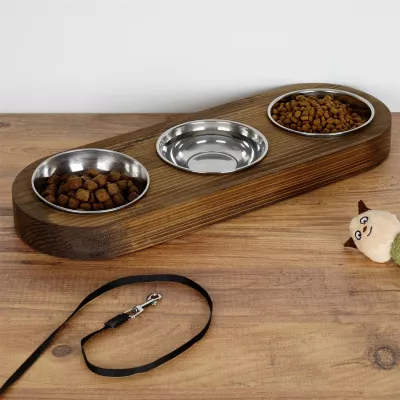 Enë ushqimi për kafshë, dru bredhi, ngjyrë arre, Hanah Home Pet016