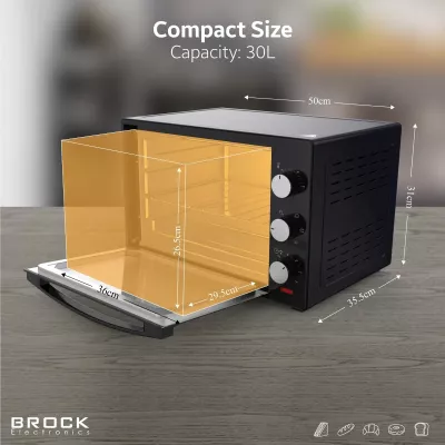 Mini furrë elektrike Brock TO 3001 BK, 30L, 1500W, e zezë