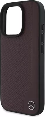 Mbështjellës Mercedes MB Wood Imitation Leather MagSafe për iPhone 16 Pro, Kuq
