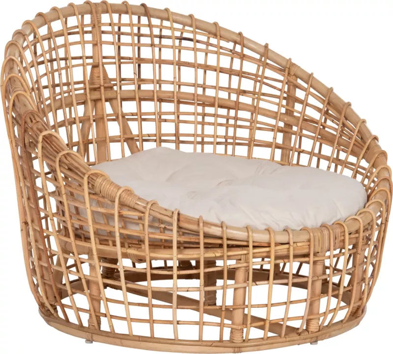 Karrige regjisore ENTO FH9814 rattan, ngjyrë natyrale, jastëk i bardhë, 106x94x82H cm