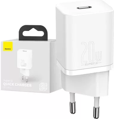 Karikues i shpejtë Baseus Super Si Quick Charger 1C, 20W, USB-C, Bardhë