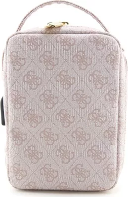 Çantë organizer Guess 4G Printed Stripes, rozë, me port USB