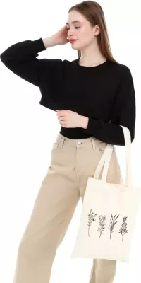 Torbë tote Zoozie Bags, krem, 35x40cm