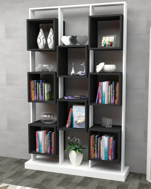 Raft librash Hanah Home, Edge, bardhë e zi