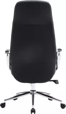 Karrige zyre TEETER, lëkurë PU e zezë, bazë kromi, 67x66x121cm