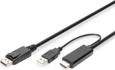 Kabëll adapter HDMI në DisplayPort Digitus 2m, 4K, i zi