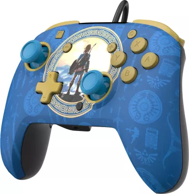Kontroller i telit PDP REMATCH për Nintendo Switch/Switch OLED, 3.5mm, butona të programueshëm, Hyrule Blue
