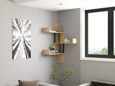 Raft muri Hanah Home, Bombe, ngjyrë lisi Sapphire Oak