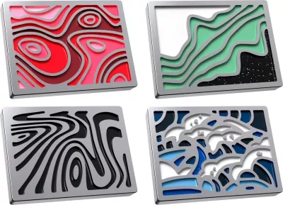 Set magnetik badge HyperX Abstract Series për tastierë, metal, 4 copë, mix