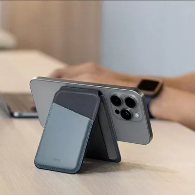 Mbështjellës magnetik për karta UNIQ Lyden DS me qëndrim telefoni, gri e zi