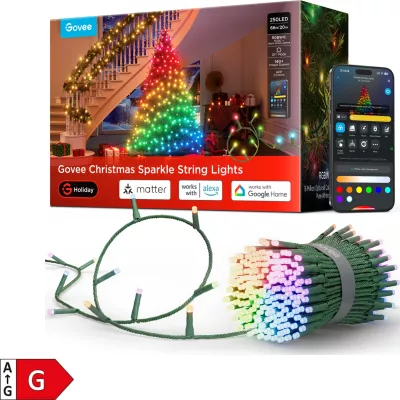 Drita varëse dekorative Govee H6871, 20 m, 250 LED, RGBWIC, Smart (Alexa/Matter/Google Home)