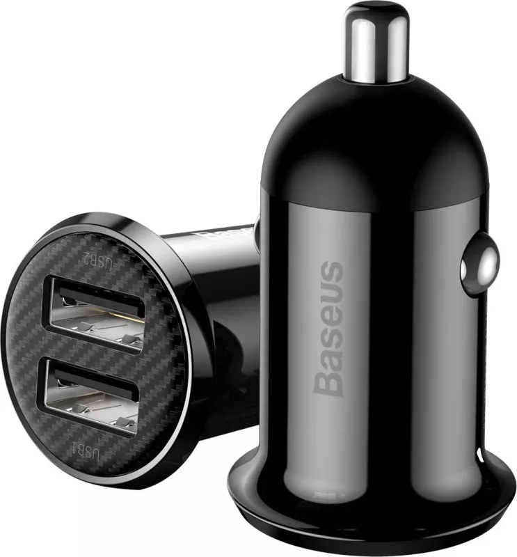 Mbushës për veturë Baseus Grain Pro me 2x USB, ngjyrë e zezë