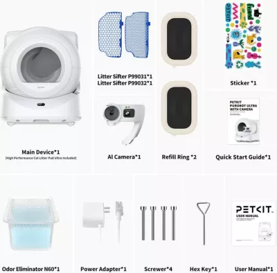 Tualet automatik mace Petkit Purobot Max, vetëpastrues, kontroll me aplikacion, i bardhë